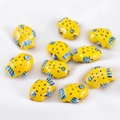 Colorful handmade fish polymer clay beads with yellow body and blue fins for DIY jewelry - Yellow Fish Ceramic Bead (13.5x18mm)