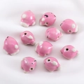 Pink and white cat shaped polymer clay beads with pre-drilled holes for DIY jewelry - Pink Single-Fin Fish Ceramic Bead (15x18mm)