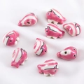 Pink and white striped ceramic dolphin beads for DIY jewelry making and crafting - Pink Double-Fin Fish Ceramic Bead (14.5x19mm)