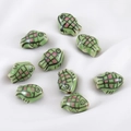 Green handmade fish ceramic beads with hand-painted scales for DIY jewelry making - Green Fish Ceramic Bead (12.5x16mm)
