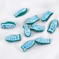 Set of 10 handcrafted green fish ceramic beads for creative DIY jewelry making - Blue-Green Fish Ceramic Bead (10x21.5mm)