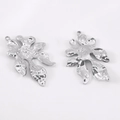 Silver 304 stainless steel sea grass coral pendant with organic hammered texture - Steel Seaweed (DZ3500) / 2 Pcs/Set