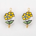 Gelbe Keramik Tulpen Anhänger mit Goldmetall Zubehör für DIY Schmuckherstellung - Gelber Mehrblättriger Blumenstil