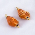 Nautische schelphanger met oranje marmeren textuur en gouden accenten voor DIY - 2 Stuks/Set / Oranjebruin