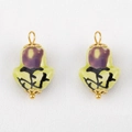 Keramik-Tulpenanhänger mit lila Blüten und goldenen Metallperlen für die Schmuckherstellung - Violett-Gelber Tulpenstil