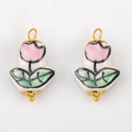 Rosa Tulpen-Anhänger aus Keramik mit 304 Edelstahl-Öse für DIY-Schmuckherstellung - Hellrosa Tulpenstil
