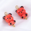 Ciondolo a forma di orso rosso in ceramica con dettagli dorati per gioielli fai-da-te - Orso Rosso