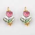 Keramik-Tulpenanhänger in Rosa mit goldenem Metallhaken für DIY-Schmuckherstellung - Dunkelrosa Tulpenstil