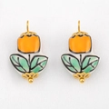 DIY-Schmuck Tulpenblüten-Anhänger in Orange und Grün mit Gold-Metall-Akzenten - Oranger Tulpenstil