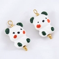 Ciondolo panda in ceramica con dettagli verde scuro e anello dorato per gioielli - Orso Verde e Bianco