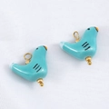 Pendentifs oiseaux en céramique verte avec boucles dorées pour bijoux DIY - Oiseau Bleu Lac