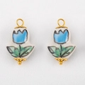Anhänger aus 304 Edelstahl und Keramik in Tulpenform für DIY-Schmuckherstellung - Hellblauer Tulpenstil