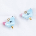 Pendentifs oiseaux en céramique bleue et rose avec anneaux dorés pour bijoux - Oiseau Bleu Clair