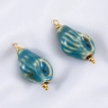 Keramikanhänger in Muschelform mit Goldauflage und Marmormuster für DIY-Schmuck - 2 Stück/Set / Dunkelblau