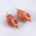 Braune Muschel-Keramik-Anhänger mit Goldringen für DIY-Schmuckherstellung - 2 Stück/Set / Rosa Braun