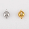 DIY jewelry magnet clasp with star-shaped relief and crystal inlay in gold and silver - Hexagram / Steel