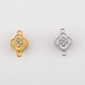 304 stainless steel magnetic flower clasp with crystals in gold and silver finish - Four-Leaf Clover / Steel
