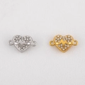 Golden and silver heart-shaped magnetic jewelry clasps with rhinestones and ECG design - Heart Heartbeat / Steel