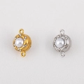 304 stainless steel magnetic clasps with pearls and rhinestones in gold and silver - Pearl White Bead