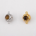 Gold and silver 304 stainless steel magnetic clasps with tiger eye stone and rhinestones - Brown Bead