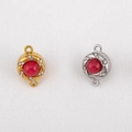 DIY magnetic 304 stainless steel clasp with red gemstone and rhinestone accents - Red Bead