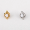 304 Stainless steel magnetic jewelry clasp with white pearl bead and crystal rhinestones - Solid White Bead