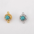 Round magnetic jewelry clasps in gold and silver finish with turquoise stone and rhinestones - Turquoise Color Beads