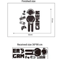 Adesivo murale Gamer con cuffie e controller in vinile nero, misura 52x57cm - KS476-30*90CM