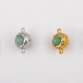 304 stainless steel magnetic clasps with green gemstone and white crystal accents - Light Green Bead