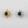 304 stainless steel magnetic jewelry clasp in silver with green stone and rhinestones - Dark Green Bead