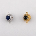 Silver 304 stainless steel magnetic clasp with blue gemstone and rhinestone accents - Royal Blue Bead
