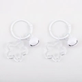 Set of two clear star pendants with white metal bells and rings for DIY jewelry crafts - 10pcs/Pack / White