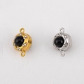 304 stainless steel magnetic clasps with black resin stone and crystals in gold and silver - Black Bead