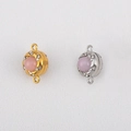 304 stainless steel magnetic clasps with pink and purple rhinestones for DIY jewelry - Pink Bead