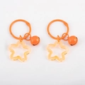 Pair of orange pentagram star pendants with metal bells for DIY keychain accessories - 10pcs/Pack / Orange