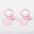 Pink pentagram star bell keychain pendant set with transparent acrylic charm and metal loop - 10pcs/Pack / Light Pink