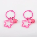 Pink star-shaped acrylic pendant with a matching pink metal bell for DIY keychains - 10pcs/Pack / Rose Red