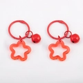Pair of vibrant red translucent star pendants with matching bells on round keyrings - 10pcs/Pack / Red