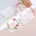 7x10cm translucent floral self-adhesive treat bag with 'Thank You' print for cookies - 7x7cm / 50Pcs/Bag