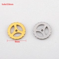 304 stainless steel punk gear pendants for DIY jewelry, 9mm diameter in gold and silver - 9mm Three-Hole Gear Style