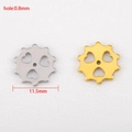 Steampunk gear pendant in gold and silver finish with heart cutout for DIY jewelry - 11.5mm Three-Hole Heart Gear Style