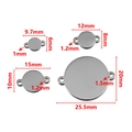 Silver stainless steel round blank pendant connectors in four sizes for DIY jewelry - 6mm / Steel