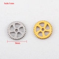 Steampunk 304 stainless steel 9mm gear charms in gold and silver finish for DIY jewelry - 9mm Five-Hole Gear Style