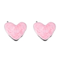 Colgante de corazón en esmalte jaspeado rosa con marco de acero plateado para joyas - Acero-Rosa Claro