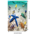 3D ocean floor wall sticker with sea turtle and blue starfish pattern measuring 90x57cm - Blue Starfish (KS6665-3)