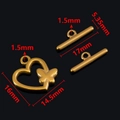 Golden stainless steel heart-shaped toggle clasp for DIY jewelry with butterfly detail - Butterfly / Gold