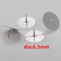 DIY silver metal stud earring findings with 6.5mm diameter flat head pins - 6.5mm / Silver
