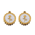 Golden flower embossed round pendants with scalloped edges for DIY jewelry making - White-Gold