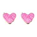 Colgante de corazón en acero inoxidable 304 rosa con borde dorado y efecto óleo - Acero-Rosa