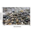 Sticker de sol 3D plage de galets et vagues, dimensions 90cm x 57cm pour décoration - Galet Grand (-8L-57X90)